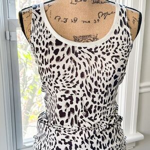 BR luxe touch tank top with satin piping neckline - white cheetah | size XS